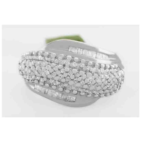 Genuine 1 Ct Diamonds Cocktail Ring .925 Sterling Silver